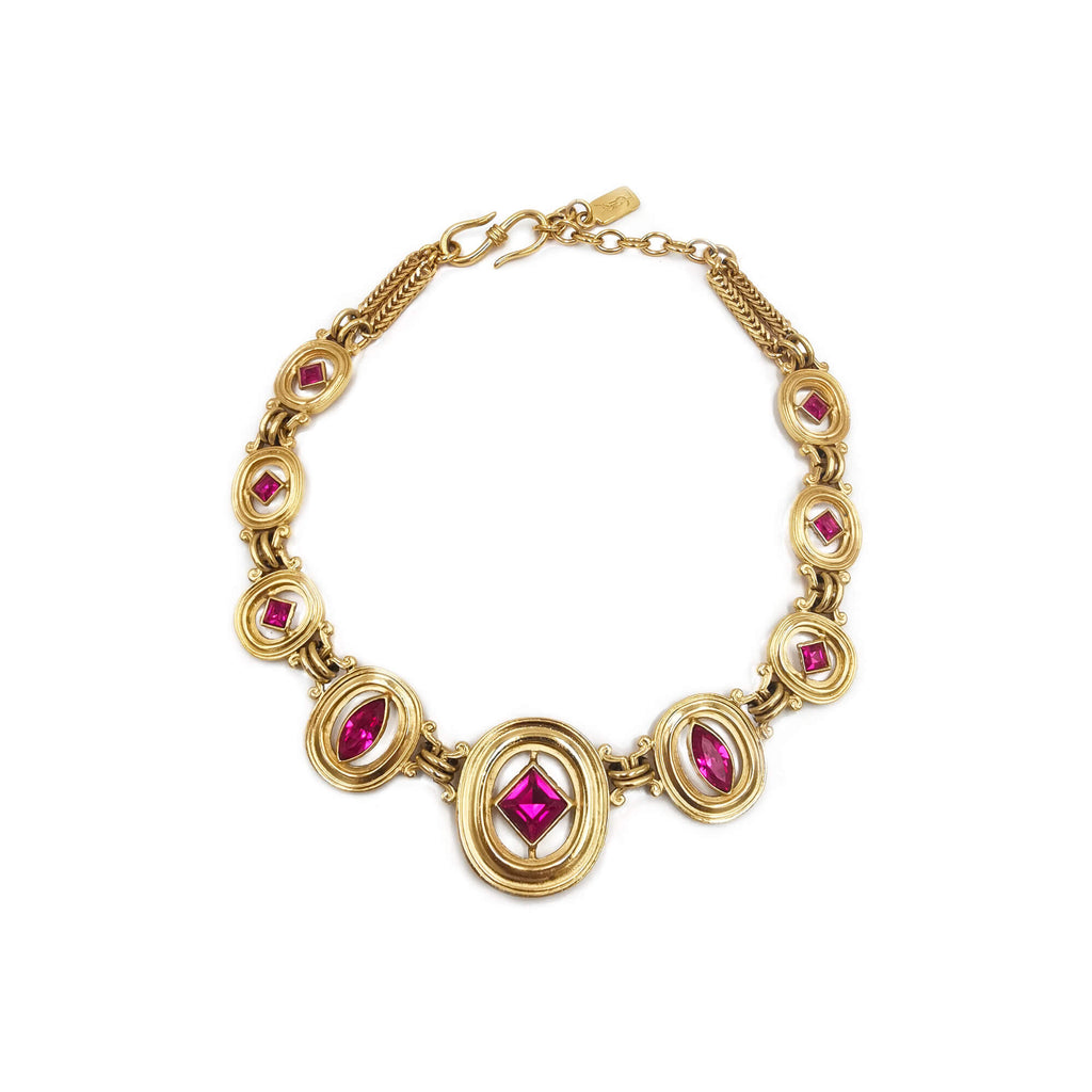 YVSL Pink Crystals Necklace - Bona Tondinelli Bijoux